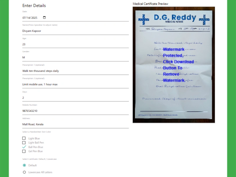 medical certificate generator ai